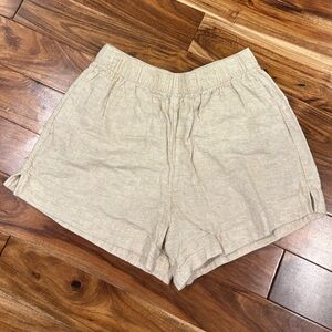 Abercrombie & Fitch High Waist Cream Linen Shorts - Medium